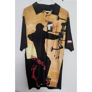 HOYT BOWHUNTING MENS MEDIUM FSP POLO JERSEY SAGE GET SERIOUS GET HOYT NEW W TAGS